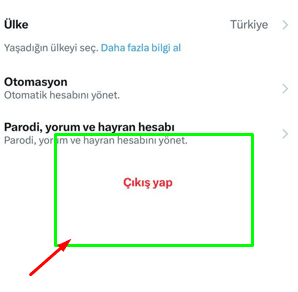 Twitter çıkış yapma işlemi